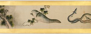 Detail einer Bildrolle mit verschiedenen Bildern, Edo-Periode, 1839 (Detail) von Katsushika Hokusai