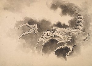 Drache, der aus Wolken auftaucht, Edo-Periode, 19. Jahrhundert