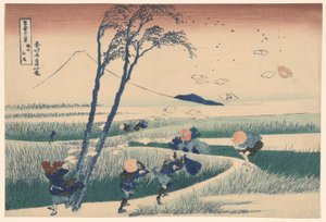 Ejiri in der Provinz Suruga (Sunshu Ejiri), aus der Serie "Sechsunddreißig Ansichten des Berges Fuji (Fugaku sanjurokkei)"