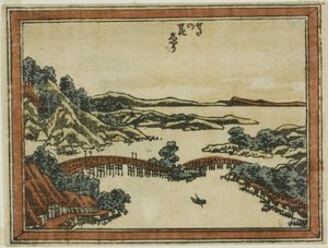 Abendglühen bei Seta (Seta no sekisho), aus der Serie Acht Ansichten von Omi im Ätzstil (Doban Omi hakkei) von Katsushika Hokusai