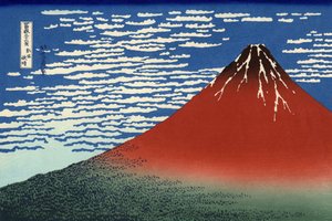 Fuji, Berge bei klarem Wetter, aus "36 Ansichten des Berges Fuji" von Katsushika Hokusai