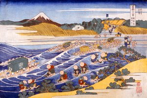 Fuji vom Ford bei Kanaya, ca. 1833 von Katsushika Hokusai