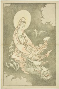 Göttin, die einen Drachen reitet, aus dem Bilderbuch der realistischen Gemälde von Hokusai
