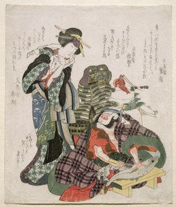Ichikawa Danjuro und Ichikawa Monnosuke als Jagekiyo und Iwai Kumesaburo, 1824