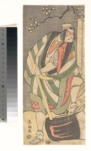Ichikawa Ebizō (Danjūrō V) in der Rolle des Mongaku Shonin verkleidet als Yamagatsu aus dem Stück Kin no Menuki Minamotoya Kakutsuba