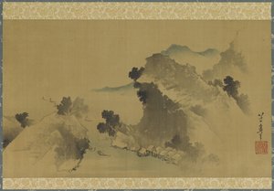 Landschaft: Berge, Bach und Boote, Edo-Periode von Katsushika Hokusai