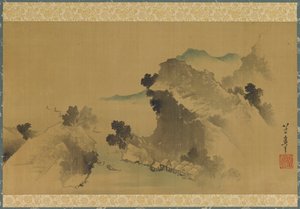 Landschaft: Berge, Bach und Boote, spätes 18. bis frühes 19. Jahrhundert von Katsushika Hokusai