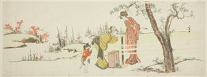 Herstellung von Papierkordeln zum Binden von Haaren von Katsushika Hokusai