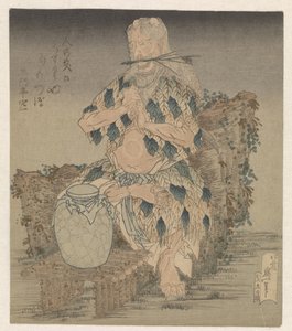 Mann im Blättergewand von Katsushika Hokusai