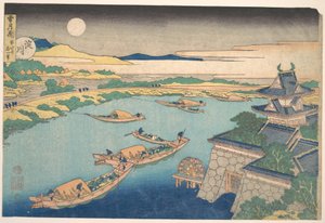 Mondschein am Yodo-Fluss, aus der Serie Schnee, Mond und Blumen von Katsushika Hokusai
