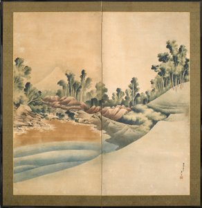 Berg Fuji und Enoshima, Edo-Periode, ca. 1825 von Katsushika Hokusai
