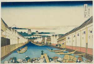 Nihonbashi-Brücke in Edo, aus der Serie "Sechsunddreißig Ansichten des Berges Fuji" von Katsushika Hokusai