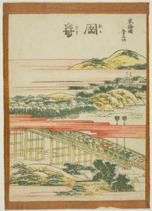 Okazaki, aus der Serie "Die dreiundfünfzig Stationen des Tokaido (Tokaido gojusan tsugi)" von Katsushika Hokusai
