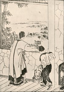 Menschen, die aus einem Fenster schauen, spätes 18. - frühes 19. Jahrhundert, 1924 von Katsushika Hokusai