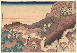 Pilger besteigen den Gipfel, aus der Serie Sechsunddreißig Ansichten des Berges Fuji von Katsushika Hokusai