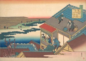 Gedicht von Ise, aus der Serie Hundert Gedichte erklärt von der Amme von Katsushika Hokusai