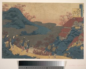 Gedicht von Sarumaru Dayū, aus der Serie Hundert Gedichte erklärt von der Amme von Katsushika Hokusai