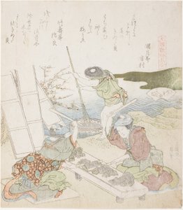 Papierrecycling, Illustration für The Fulling-block Shell von Katsushika Hokusai