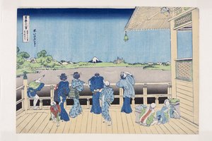 Sazai-Halle des Tempels der fünfhundert Arhats (Farbholzschnitt) von Katsushika Hokusai