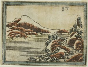 Schnee in der Dämmerung in Hira (Hira no bosetsu), aus der Serie Acht Ansichten von Omi im Ätzstil (Doban Omi hakkei) von Katsushika Hokusai