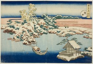 Schnee am Sumida-Fluss, aus der Serie Schnee, Mond und Blumen von Katsushika Hokusai