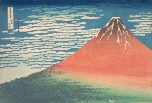 Südwind, klarer Himmel Gaifu kaisei, auch bekannt als Roter Fuji, aus der Serie Dreißig..., ca. 1830-32 von Katsushika Hokusai