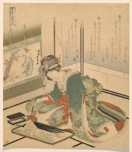 Stein, aus der Serie Drei Kinder von Katsushika Hokusai