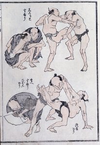 Studien von Gesten und Haltungen von Ringern, aus einem Manga von Katsushika Hokusai