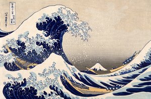 Die große Welle vor Kanagawa aus der Serie '36 Ansichten des Berges Fuji', 1831