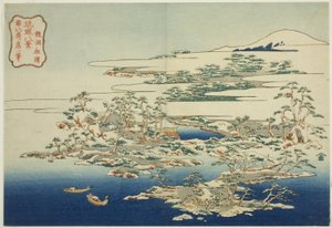 Das Geräusch des Windes in den Kiefern bei Ryuto, aus der Serie "Acht Ansichten der Ryukyu-Inseln (Ryukyu hakkei)" von Katsushika Hokusai