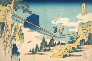 Die Hängebrücke an der Grenze der Provinzen Hida und Etchu, ca. 1830