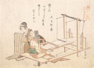 Die Weberei, ca. 1802 von Katsushika Hokusai