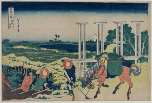 Das Wehr bei Senju in der Provinz Musashi aus der Serie Sechsunddreißig Ansichten des Berges Fuji, frühe 1830er Jahre