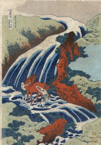 Die Yoshitsune-Pferdewaschfälle in Yoshino, Provinz Izumi von Katsushika Hokusai