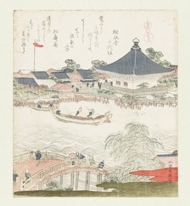 Die Ufer des Sumida-Flusses, Komatomeishi. Triptychon aus der Serie Umazukushi, rechter Teil von Katsushika Hokusai