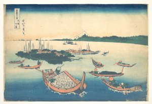 Tsukudajima in der Provinz Musashi, aus der Serie Sechsunddreißig Ansichten des Berges Fuji von Katsushika Hokusai