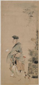 Zwei Unterhalter spazieren am Neujahr, Edo-Periode, ca. 1798-1801 von Katsushika Hokusai