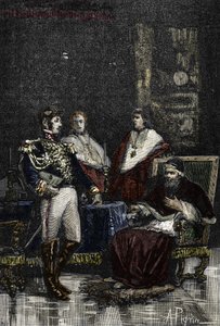 General Cervoni forderte Papst Pius VI. 1798 auf, seine weltliche Souveränität abzudanken. 1882 (Gravur) von Alec Hunter