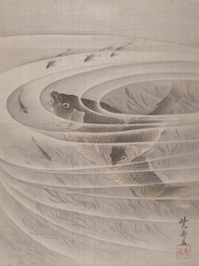 Fische in einem Strudel, ca. 1887 von Kawanabe Kyosai