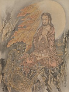 Shakyamuni besiegt die Dämonen Shaka Goma-zu, ca. 1888 von Kawanabe Kyosai