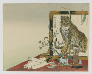 Stehender Bildschirm (Tsuitate) eines Tigers, 1878 von Kawanabe Kyosai