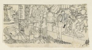 Mann verabschiedet sich von Kind von Kawanabe Kyôsai (attributed to)