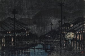 Abendregen in Tajima Kinosaki von Kawase Hasui