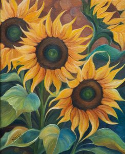 Warme Sommer-Sonnenblumen