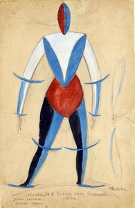 Flieger. Kostümentwurf für die Oper "Sieg über die Sonne" von A. Kruchenykh von Kasimir Malewitsch (1878-1935) von Kazimir Severinovich Malevich