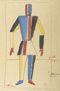 Futuristischer Kraftmensch. Kostümentwurf für die Oper Sieg über die Sonne nach A. Kruchenykh von Kazimir Severinovich Malevich