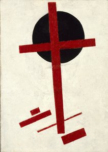 Mystischer Suprematismus (schwarzes Kreuz auf rotem Oval)