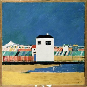 Landschaft mit einem weißen Haus von Kazimir Severinovich Malevich