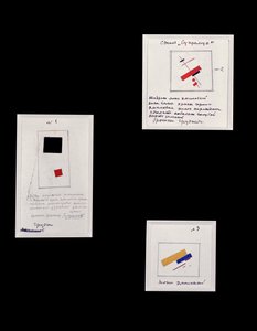 Entwurf für suprematistische Brosche Nr. 1, 2 und 3, ca. 1916-20 von Kazimir Severinovich Malevich