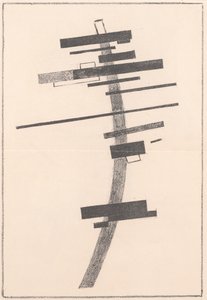Sensation der Bewegung und des Hindernisses aus "Suprematismus: 34 Zeichnungen" von Kazimir Severinovich Malevich